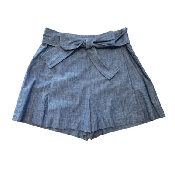 J. Crew Chambray Blue High Waist Shorts with Tie Belt size 6 - Picture 1 of 11